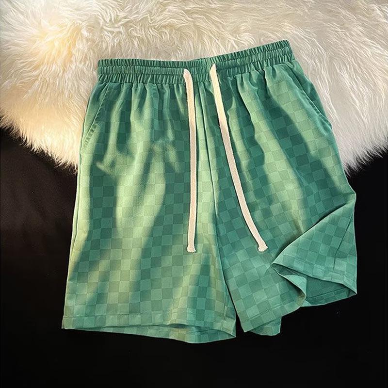 Męskie Modne Luźne Casualowe Letnie Szorty Sportowe w Kratkę