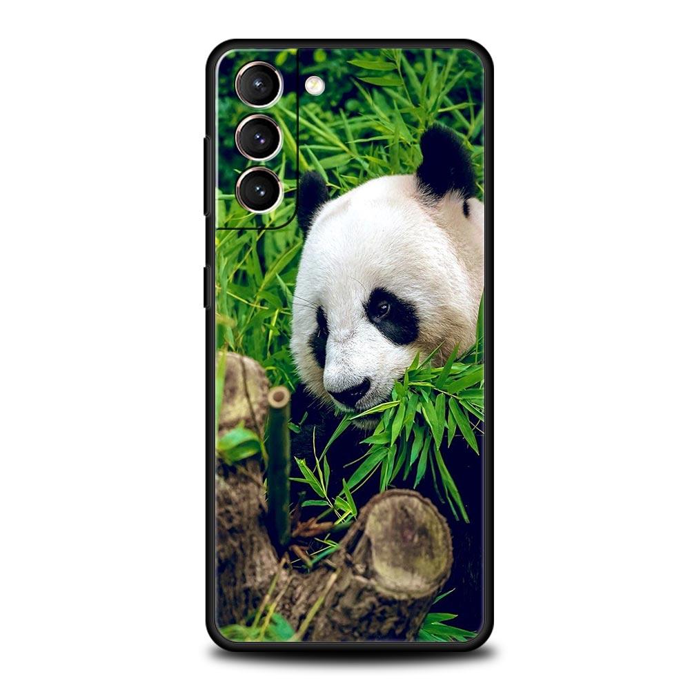 Fubao panda Phone Case For Samsung Galaxy S25 S24 S23 FE S22 Ultra S20 S21 5G S10 Plus S10E Soft Black Cover Samsung S25