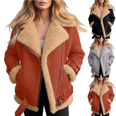 Dámsky zimný kabát s vintage semišovým golierom a vetruodolným zipsom