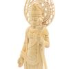 special Buddhist statue Seikannon inches height 23 width 9 depth carved cypress wood with a jeweled halo and round base 8114 Kurita's [Bodhisattva]