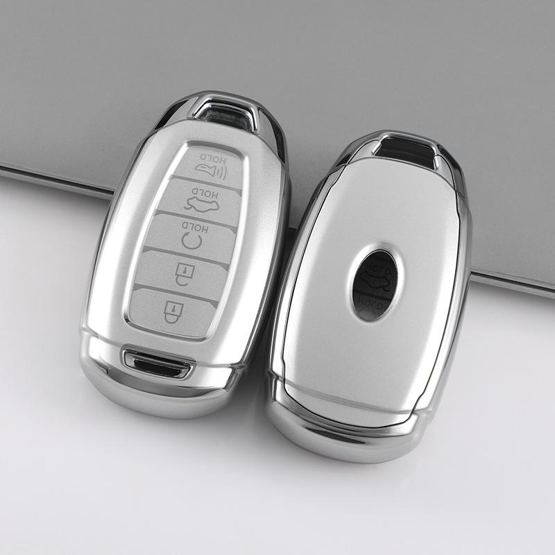 Hyundai Tucson L Quicksand Silver 4-Button Key Case - Korean Car Interior Protective Shell