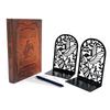 2pcs Swallows and Flowers Bookends Iron Book Support Exquisite Desktop Book Holder  Office Supplies