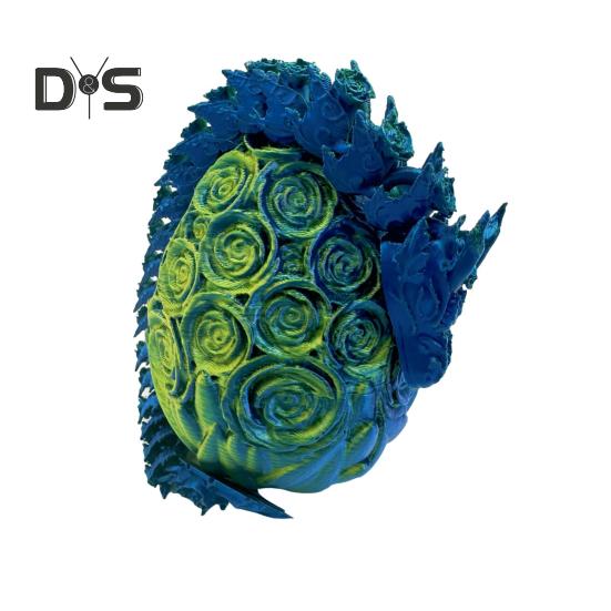 3D Printed Rose Dragon Articulated Dragon with Egg Flexible Rose Dragon with Movable Joints Desktop Stress Relief Toy for Home Office School