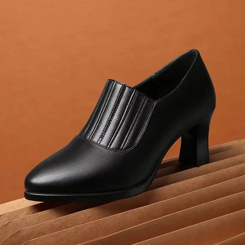 

Осенние женские туфли на высоком каблуке с острым носком, женские туфли из микрофибры, модные тонкие ботинки, женские эластичные туфли-лодочки без застежек 36