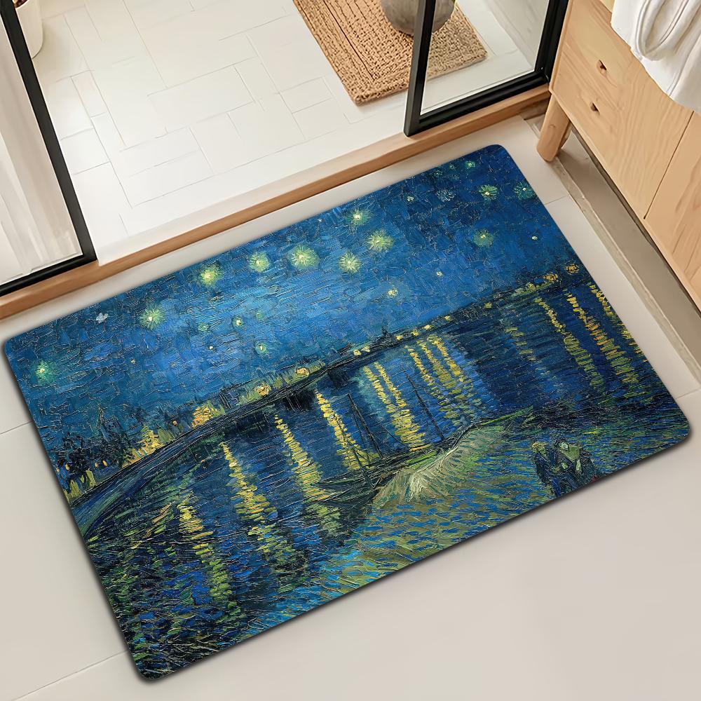 Felpudo de Puerta Alfombra de Piso Decorativa Versátil de Franela Secado Rápido Absorbente Suela Antideslizante Microfibra de Baño Pintura al Óleo Lotus M-Monet