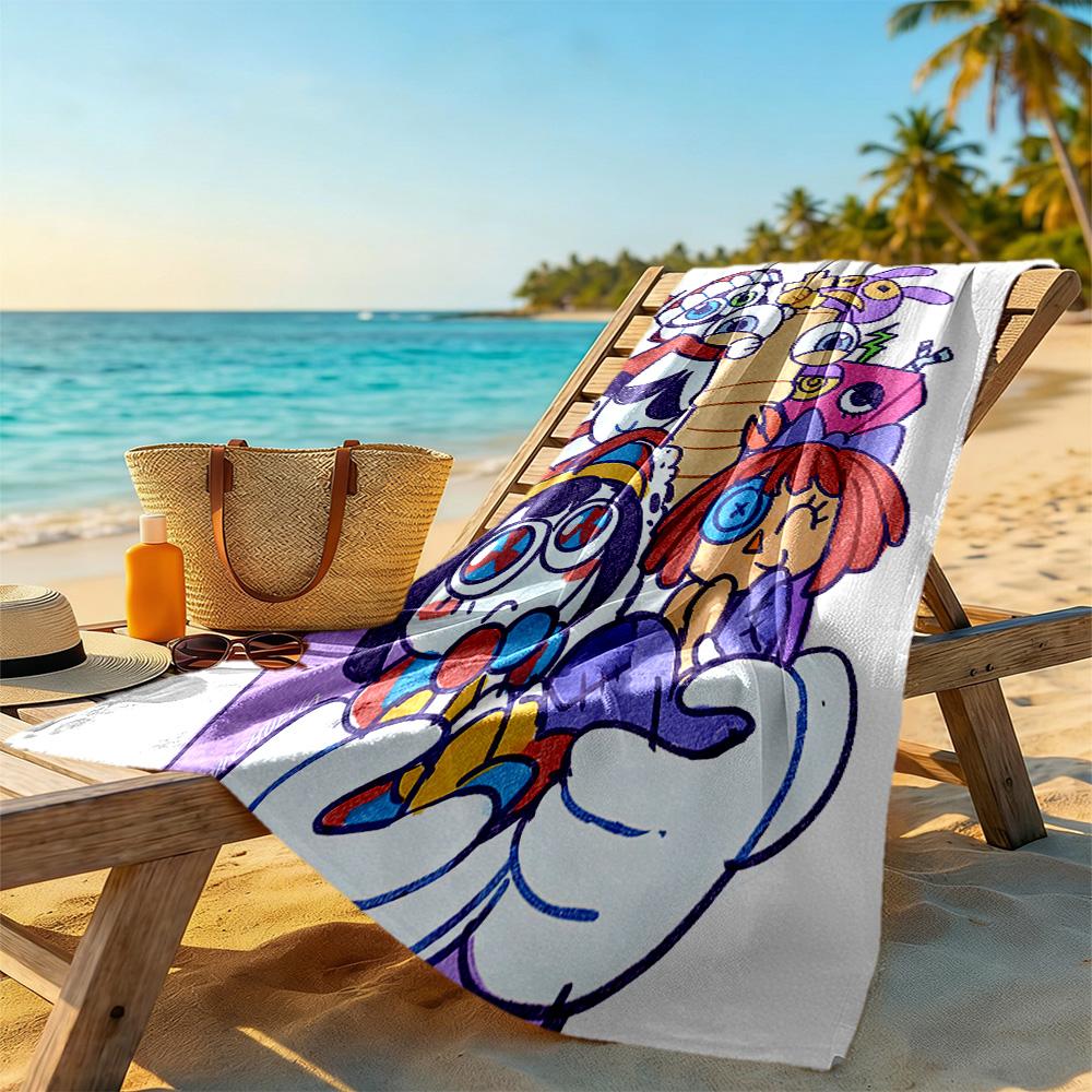 Digital Circus Beach Towel Soft Durable Quick-Dry Comfortable Lightweight Perfect for Traveling Yoga Camping and Swimming