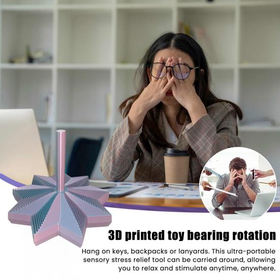 3D Printed Expanded Fidget Star with Handle Fractal Hexagon Sensory Toy Stress Anxiety Relief Expandable Spiral Honeycomb Fidget Toy