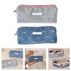 Jeans Fabric Pen Case Large Bowknot Pencil Bag Spacious Compartment Travel Makeup Bag for Student Women Travel Essential