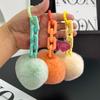 7cm Natural Fur Heart Ball Charm Keychain Women Girl Creative Soft Bag Pendant Cute Plush Toys Keychain Valentines Day Gifts