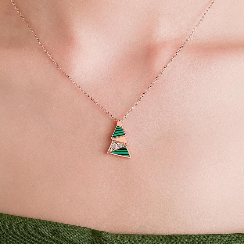 Star City Malachit Weihnachtsbaum Halskette: Damen S925 Silber, Vielseitig, Hochwertiges Geschenk