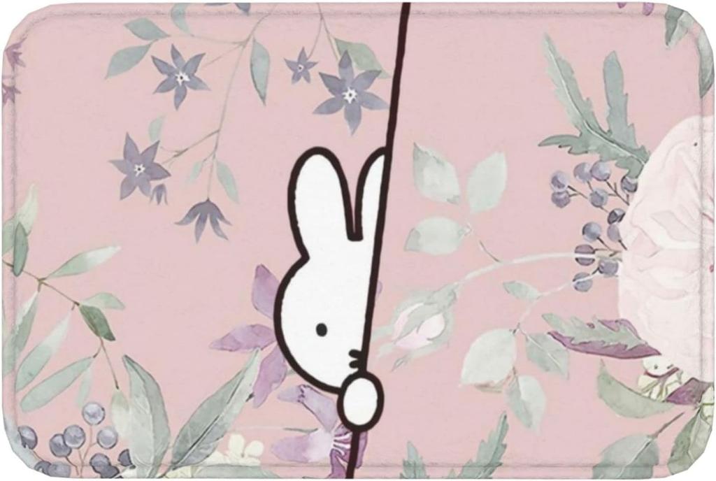 Miffy entrance mat, stylish, non-slip, washable, quick-drying, absorbent, and fully washable, perfect for indoor and outdoor use. Fluffy bath mat, doo