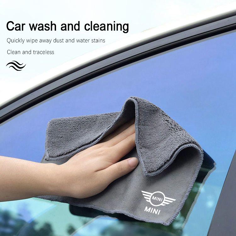 Coral Fleece Car Double-sided Towel Microfiber Cleaning Facecloth For MINI Cooper JCW Countryman Clubman Cabrio Paceman WORKS
