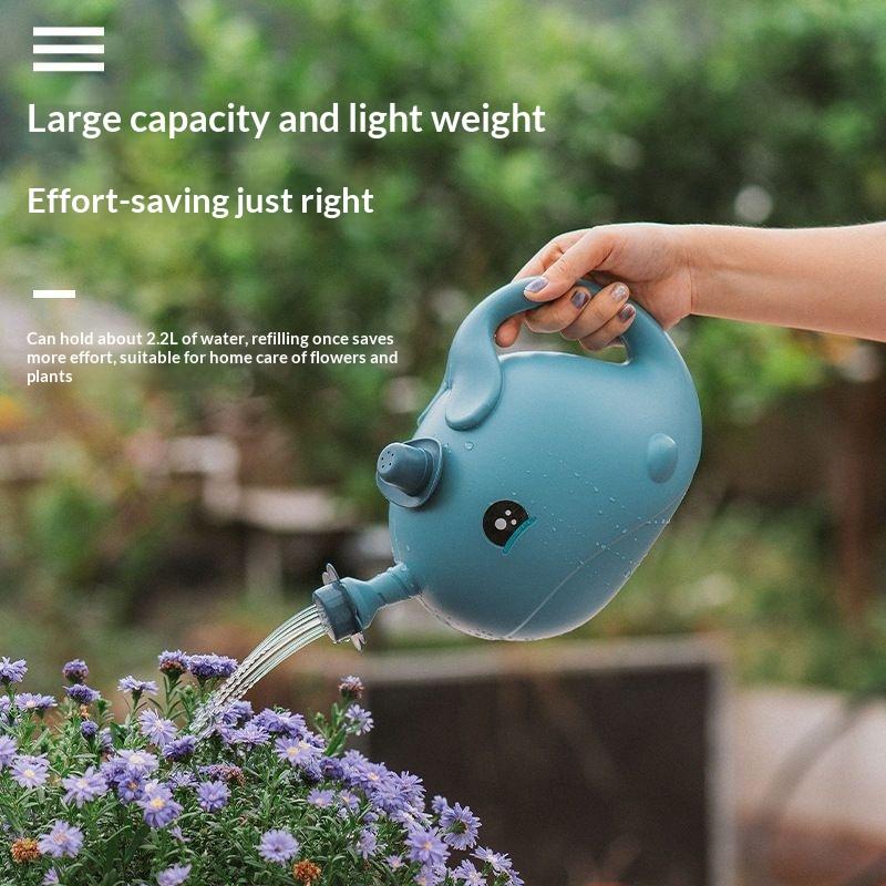 Cute Cartoon Whale Kids Watering Can,Plastic Garden Watering Pot for Children's Gardening & Bath Play