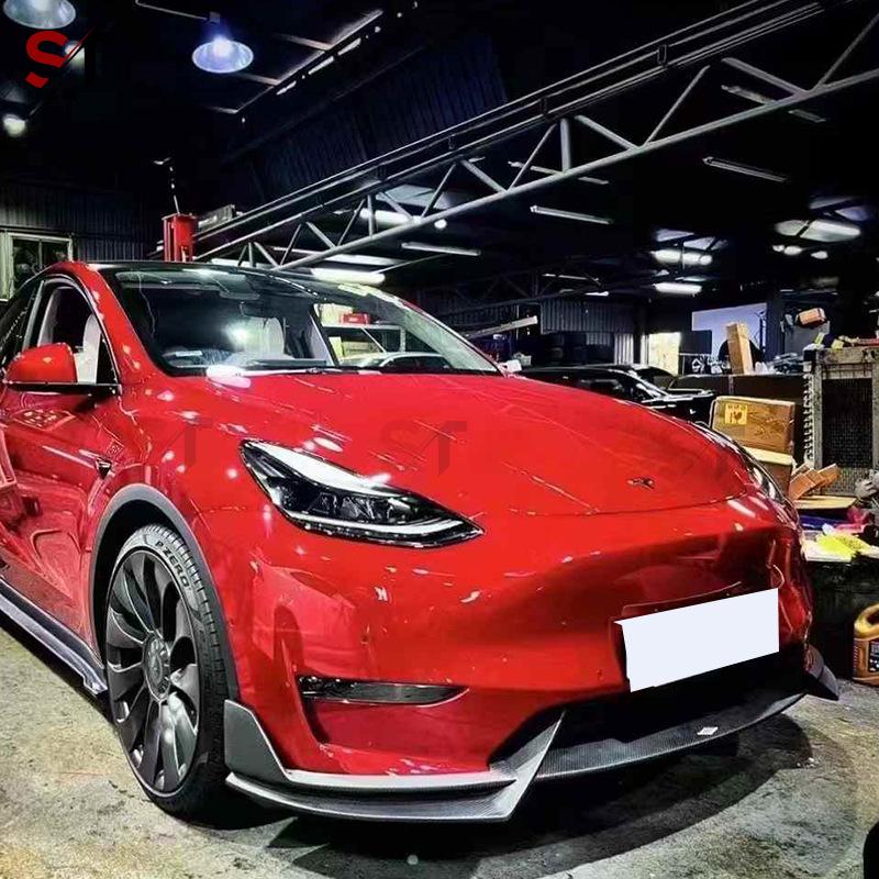 Tesla Model Y Carbon Fiber Front Lip Spoiler Chin Diffuser