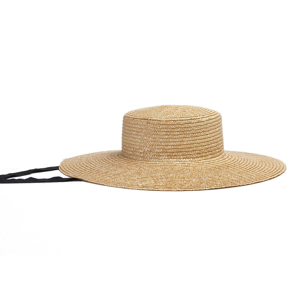 Summer new retro concave shape, enlarged head circumference cm, plus large brim straw, flat top straw hat, sun protection, sun hat