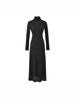 Elegant High Neck Long Sleeve A-Line Dress for Women - Spring/Autumn 2026