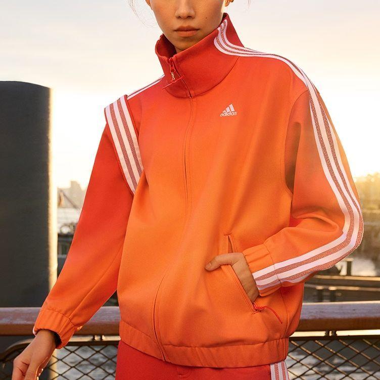Adidas X Qi Baishi Collaboration SS24 Side Stripe Half High Neck Zipper Long Sleeve Jacket Women Jacket Light-Crimson White JG8770