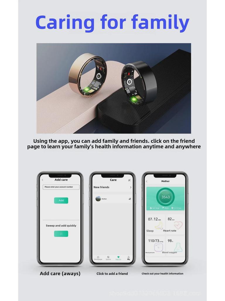 R11 Smart Bluetooth Ring: Fitness Tracker for Couples (Steps, Sleep, Heart Rate, Blood Oxygen, Blood Pressure)
