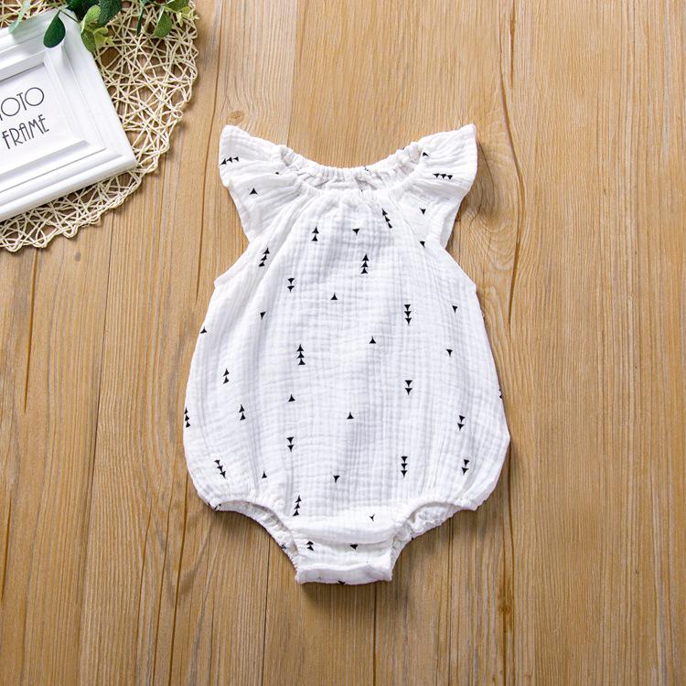 H1208 Summer Infant Ruffle Jumpsuit - Cartoon Print Baby Romper