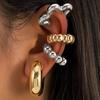 Punk Gold Silver Color Resin Clip Earring for Women Geometric Round Bead No Piercing Fake Cartilage Ear Cuff Jewelry Accessories