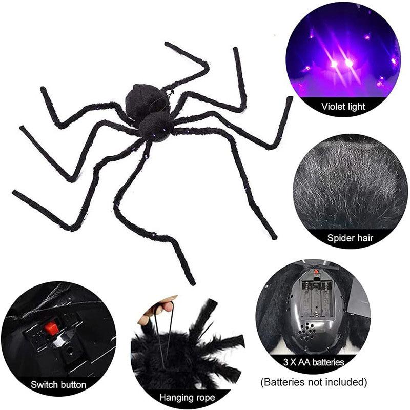 

Halloween Spider Decorations Light Up Giant Spider for Indoor Outdoor Halloween Decorations Yard Party House Décor OD188-30cm-1pc