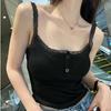 Summer Ladies New Korean Slim Solid Color Lace Lace Camisole Tank Top Cute Sexy With Buttons Inside Can Be Worn Outside Tops