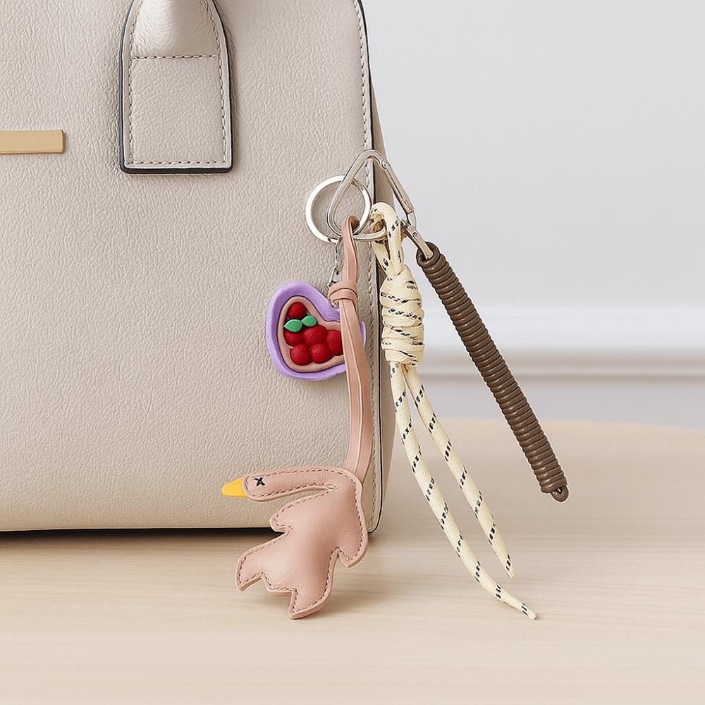PU Simulation Food Keychain Nylon Rope Leather Roast Duck Pendant Roast Duck Bag Charms  Home Decor
