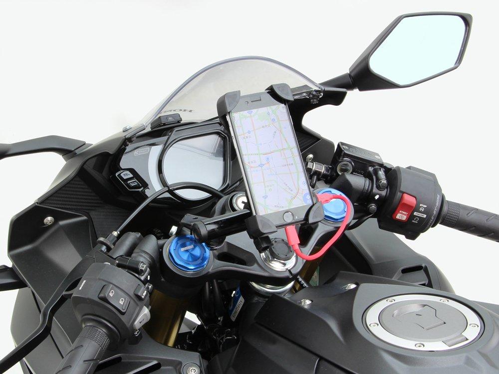 HURRICANE Clamp with USB Power for CBR250RR HU1026B Bar, Black, Supply, (MC51)