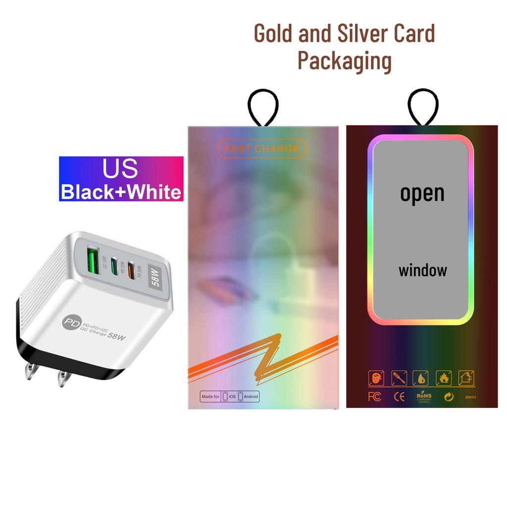 58W Dual Fast Charger with 2PD + QC3.0 for EU, US, UK, AU Plugs