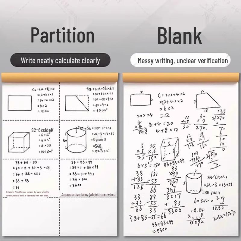 Ink-Proof Scratch Pad for Math - Thickened Blank Drawing Book for Junior & Senior High Students
