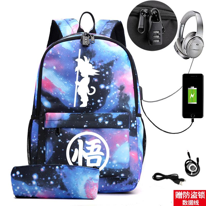 Animation Peripheral Cool Trend Schoolbag Multi-Function Usb Large Capacity Backpack Student Pencil Case Set