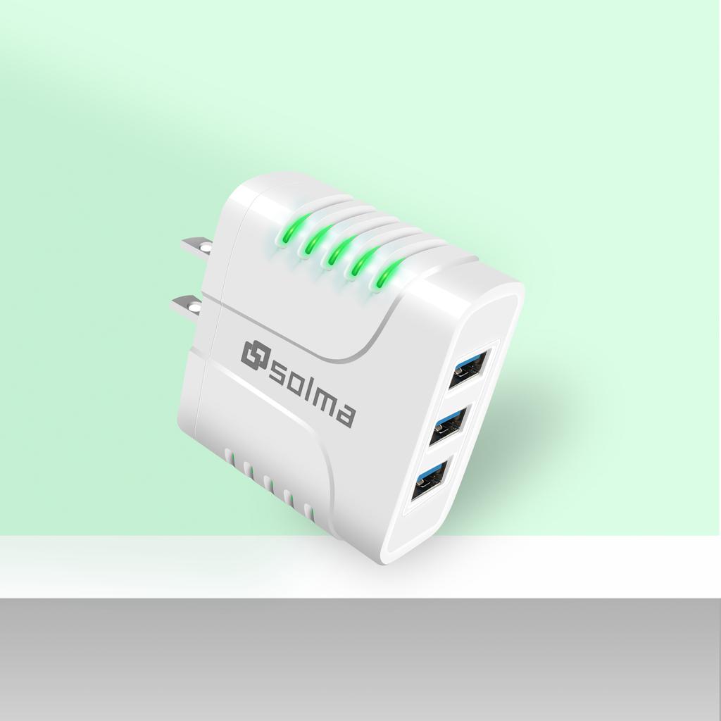3-Port USB Wall Charger Adapter Candy Color For Mobile Phone Travel Charger Charging Lndicator Travel 3USB Port Multi Intelligen