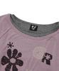 LMR Motif Embroidered Striped Layered T-Shirt Purple Pink