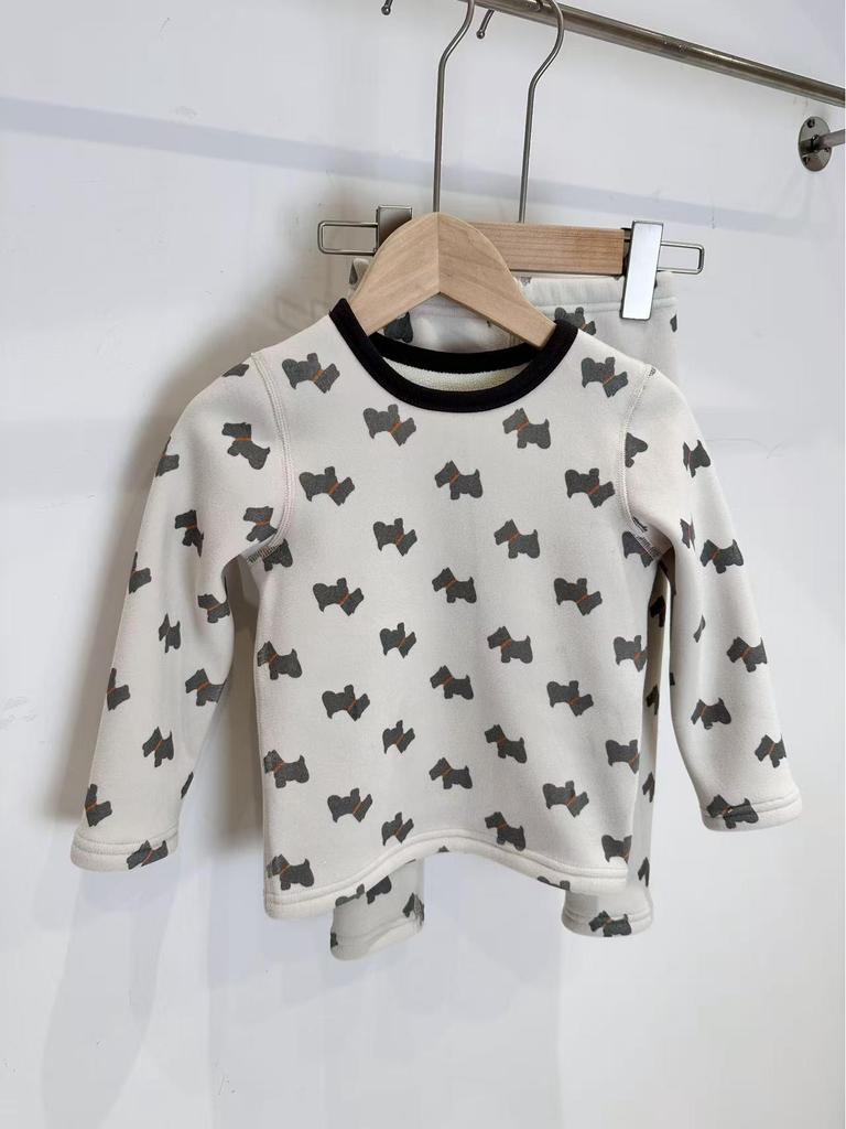 2025 New Fleece-Lined Winter Pajama Set for Small & Medium Children - Thermal Baby & Kids Homewear