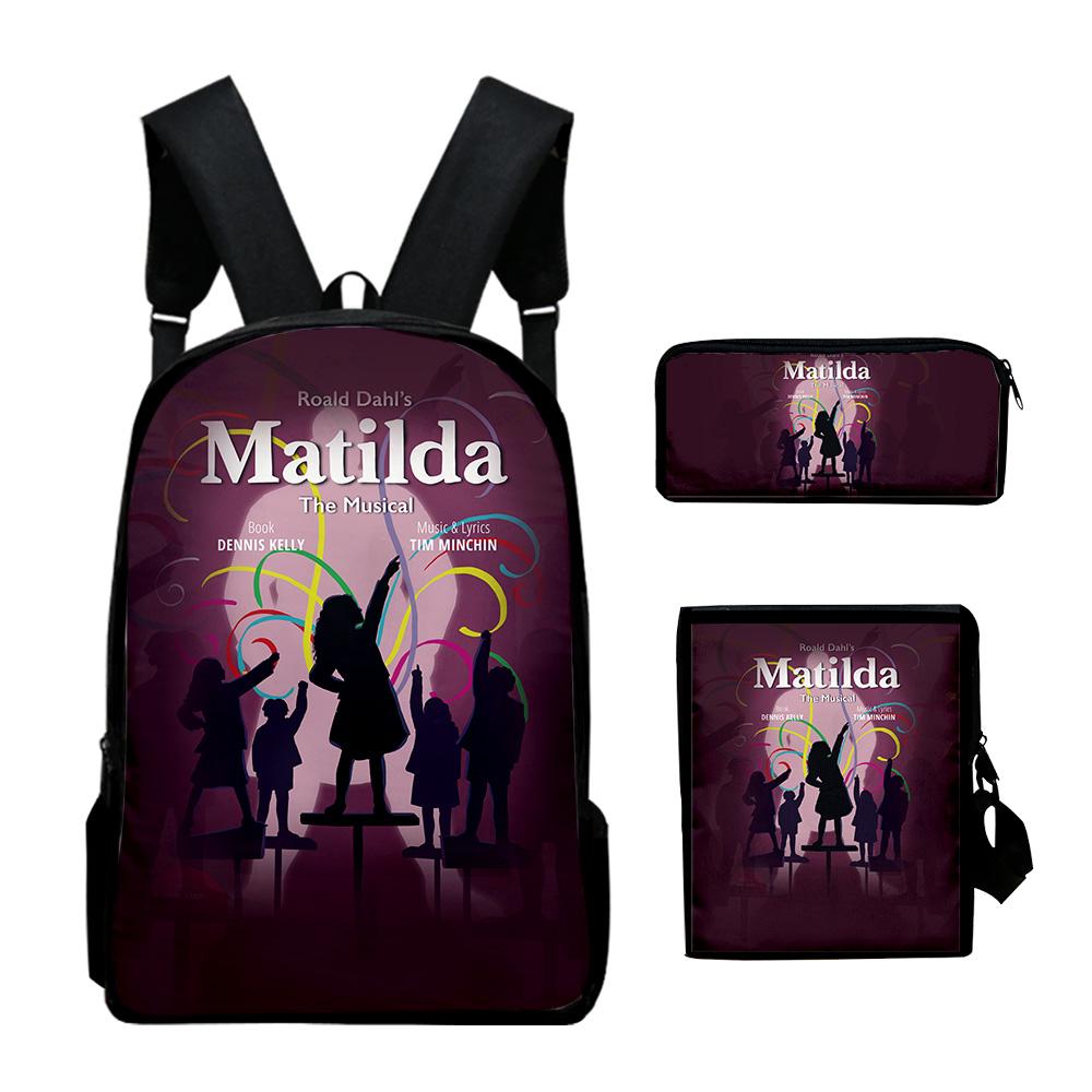 Classic Roald Dahl's Matilda the Musical 3D Print 3pcs/Set School Bags Laptop Daypack Backpack Inclined shoulder bag Pencil Case
