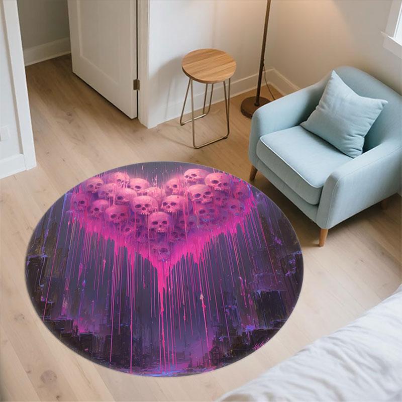 Skull Pattern Round rug,Carpet Rug for Living Room Bedroom Playroom ,Non-slip Floor Mat,Holiday Gifts and Birthday Gifts.