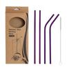 304 Stainless Steel Straw Carton Suit Titanium-Plated Color Straw Cold Drink Milk Tea Straw Set