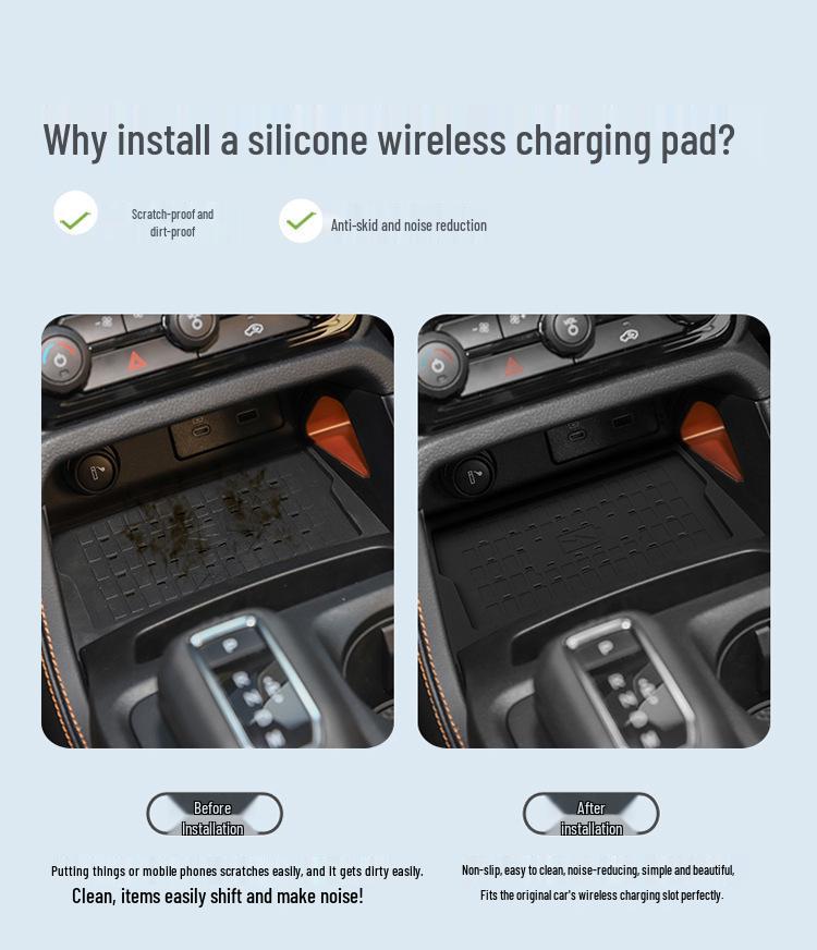 Ranger 23-24 Wireless Charging Silicone Pad: Non-Slip Center Console Car Interior Accessory.