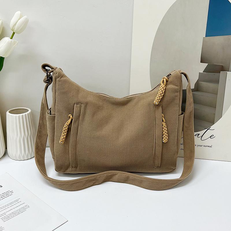 Damen Umhängetasche Große Kapazität Kord Student Schulter Tragetasche