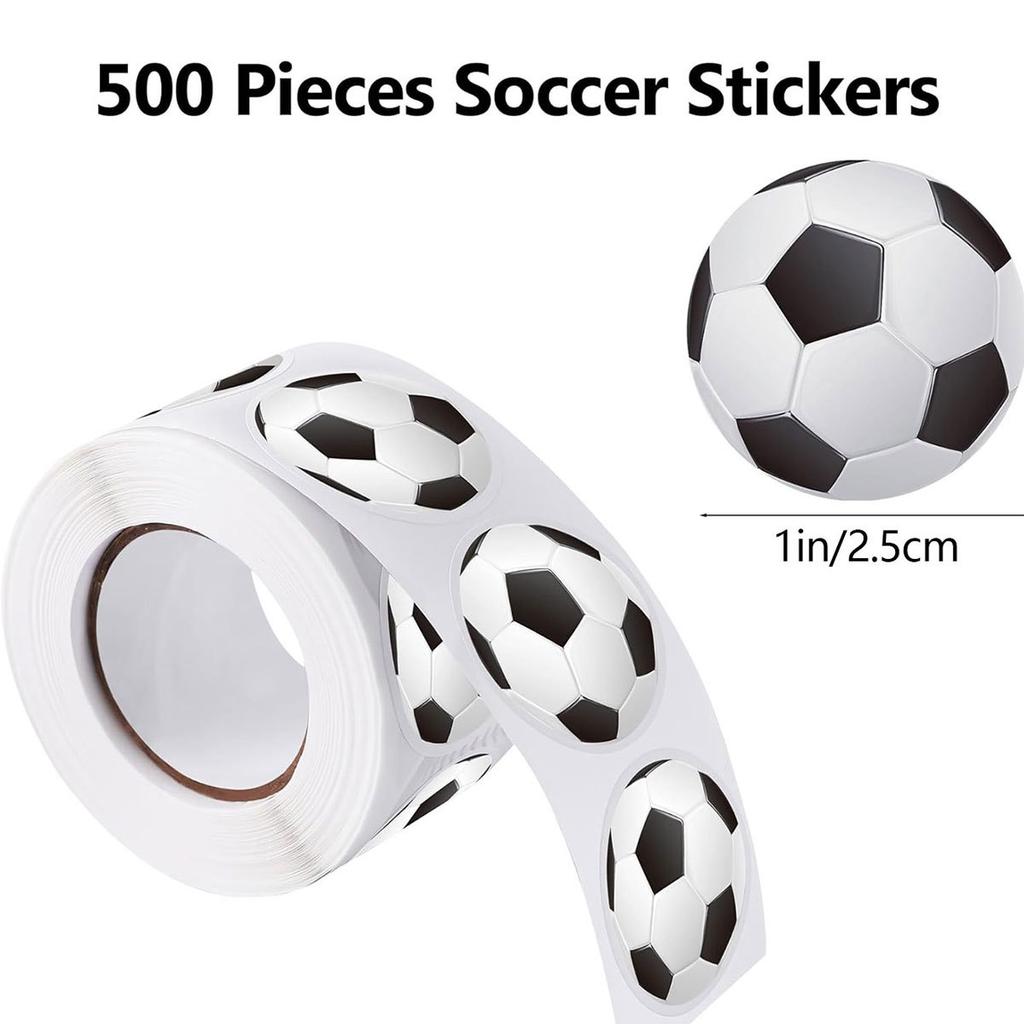500 Stück Fußball-Aufkleber 1 Zoll Selbstklebend Sportball-Aufkleber Etiketten Rolle Für Sportparty-Zubehör Teamgeschenk Geburtstagsparty