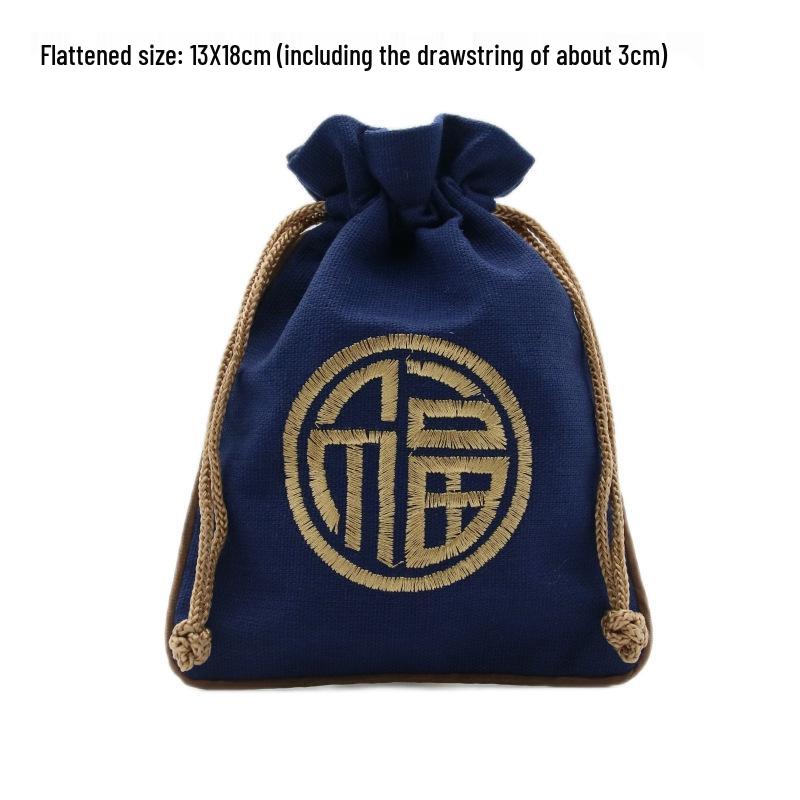 "Extra Large Embroidered Linen Drawstring Bag for Storage and Gifting"