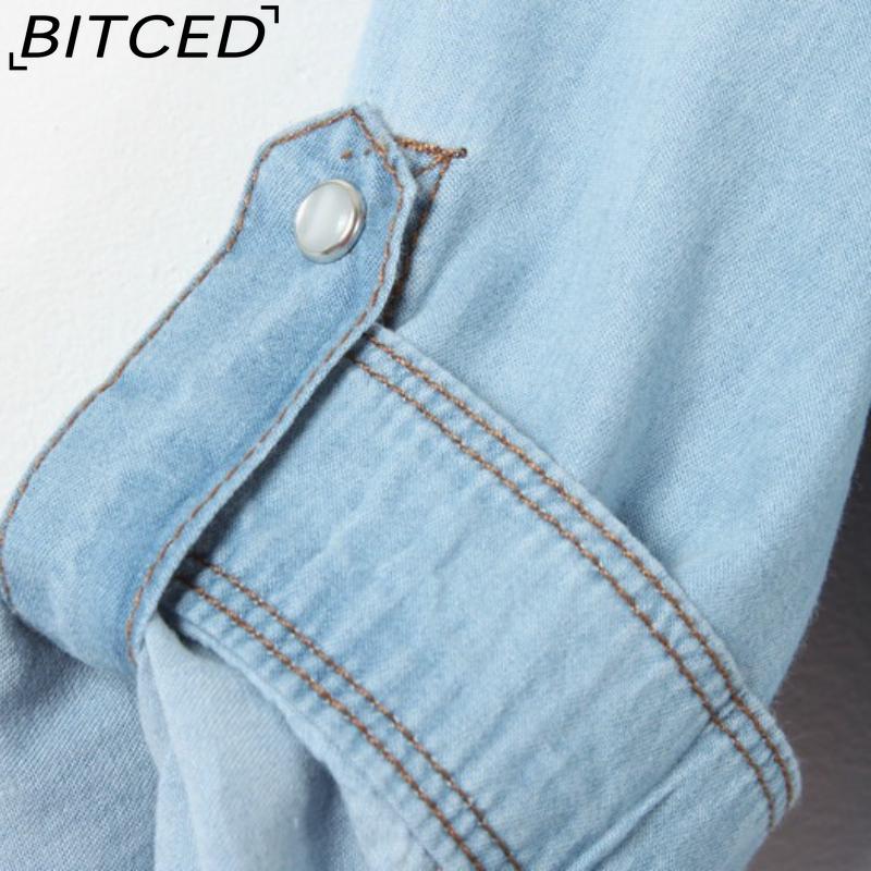 BITCED Tie-Knot Mid-Sleeve Short Cape Denim Shirt for Women Lightweight Short Jacket
