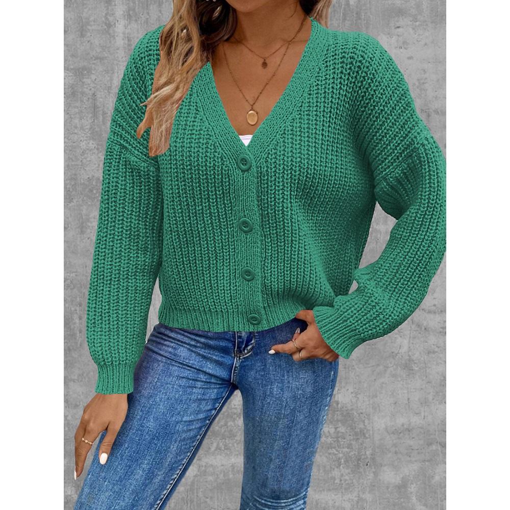 Women Autumn Winter Knitted Sweater Coats Single Breasted Long Sleeve V-neck Knitwear Cardigans Jackets