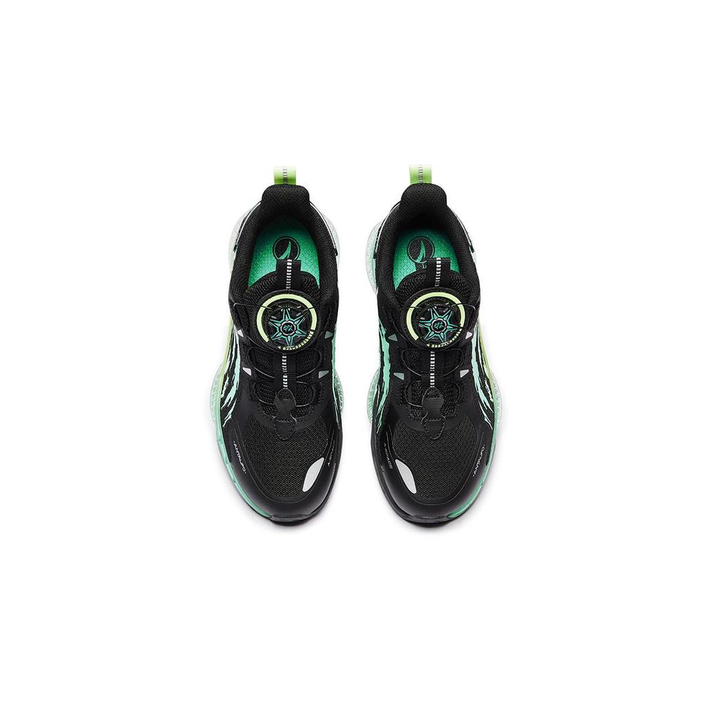 Anta Kids Fabric Comfortable Durable Sports Casual Non-Slip Running Shoes Kids Sneakers Black Green 312445523U-1