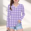 Womens V-Neck Long Sleeve Loose Fit T-Shirt With Polka Dot Print Casual Oversized Top Daily Wear