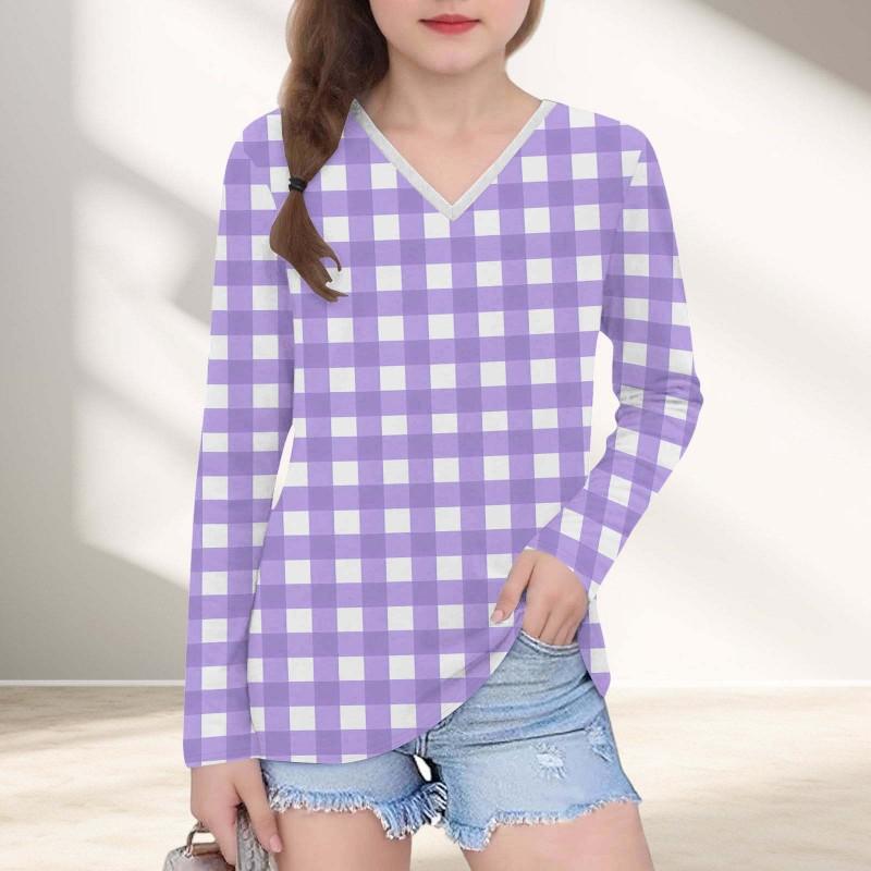 Womens V-Neck Long Sleeve Loose Fit T-Shirt With Polka Dot Print Casual Oversized Top Daily Wear