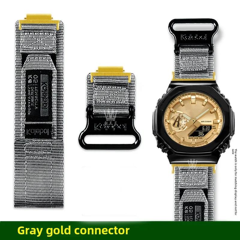 GA2100 Design s poutkem Plátěný řemínek Pro Casio G-SHOCK 5611 GA-2100 GA-2110 GA-B2100 Pánský Venkovní sport Nylonový řemínek na hodinky příslušenství