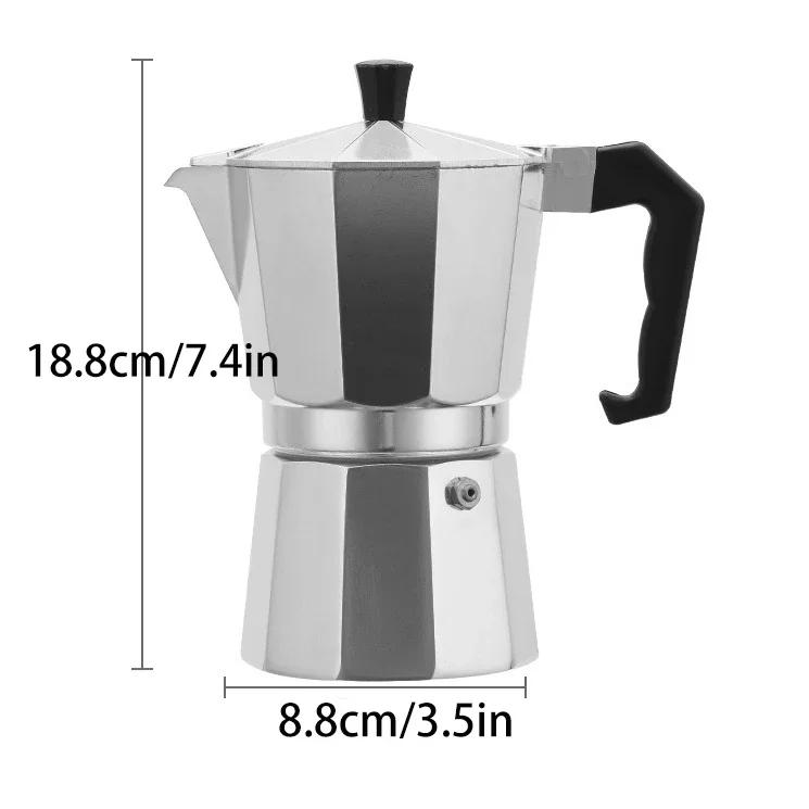 Aluminium Moka Kanne Kaffeemaschine in verschiedenen Größen (50/100/150/300ml) - Langlebiger Espressokocher für den Heimgebrauch & Outdoor-Camping