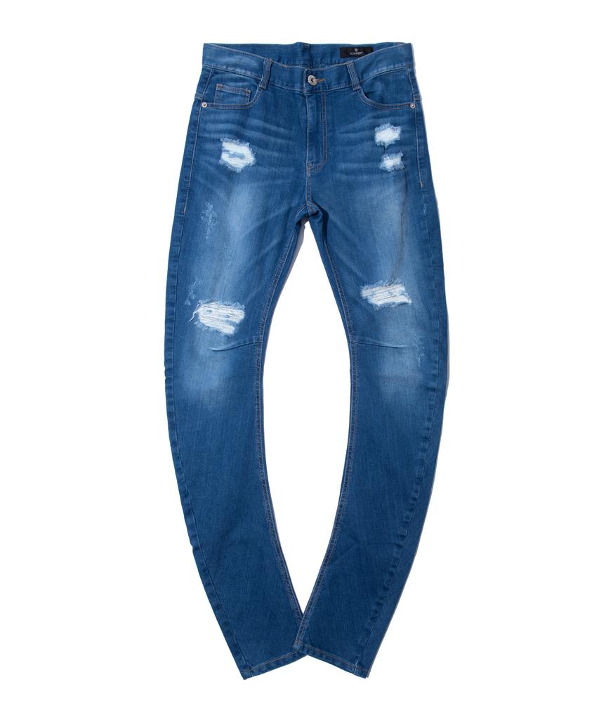NUHABIT N/H Blue Damaged Slim Jeans_Medium Blue (Tbp9-0Nh)