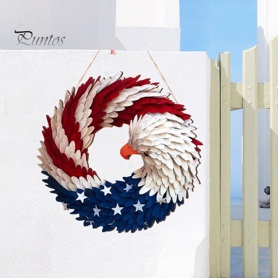 Independence Day Patriotic Eagle Wooden Plaque Red White Blue Bird Indoor Outdoor Front Door Wall Hanging Garland Pendant 4th of July Festival